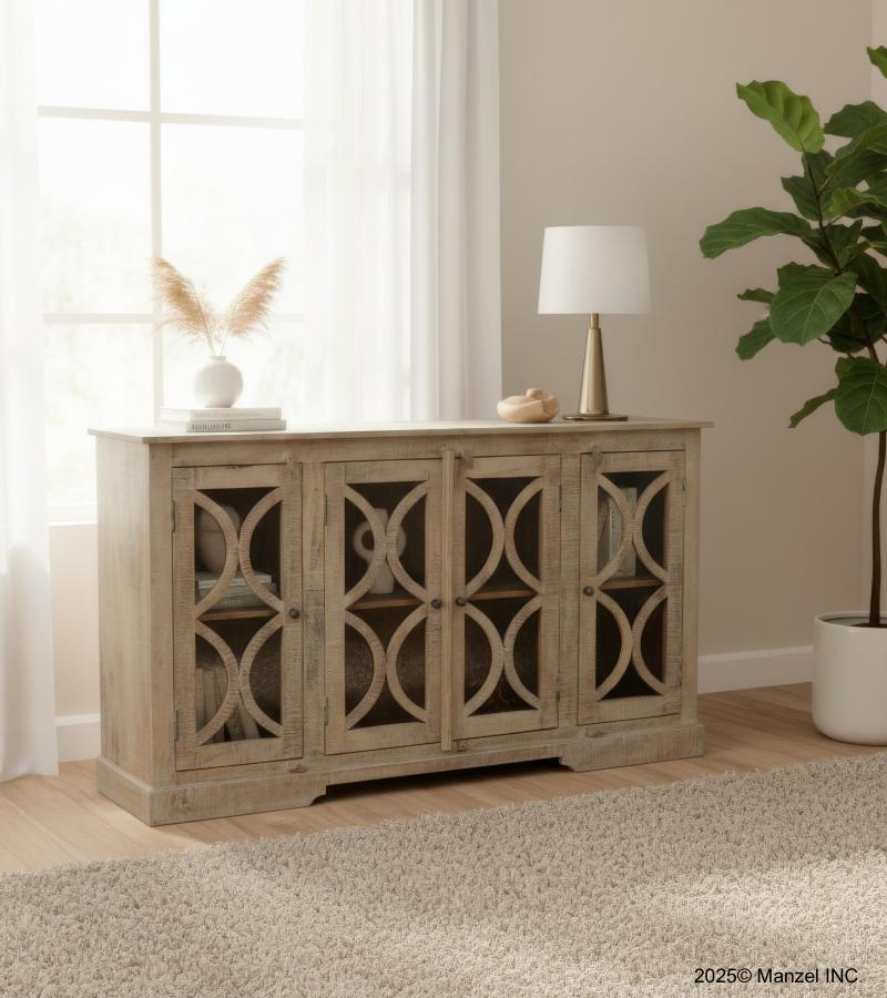 SOLID WOOD & GLASS MODERN SIDEBOARD