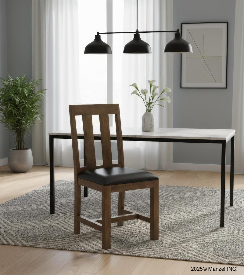 WOODEN LEATHER DINING CHAIR