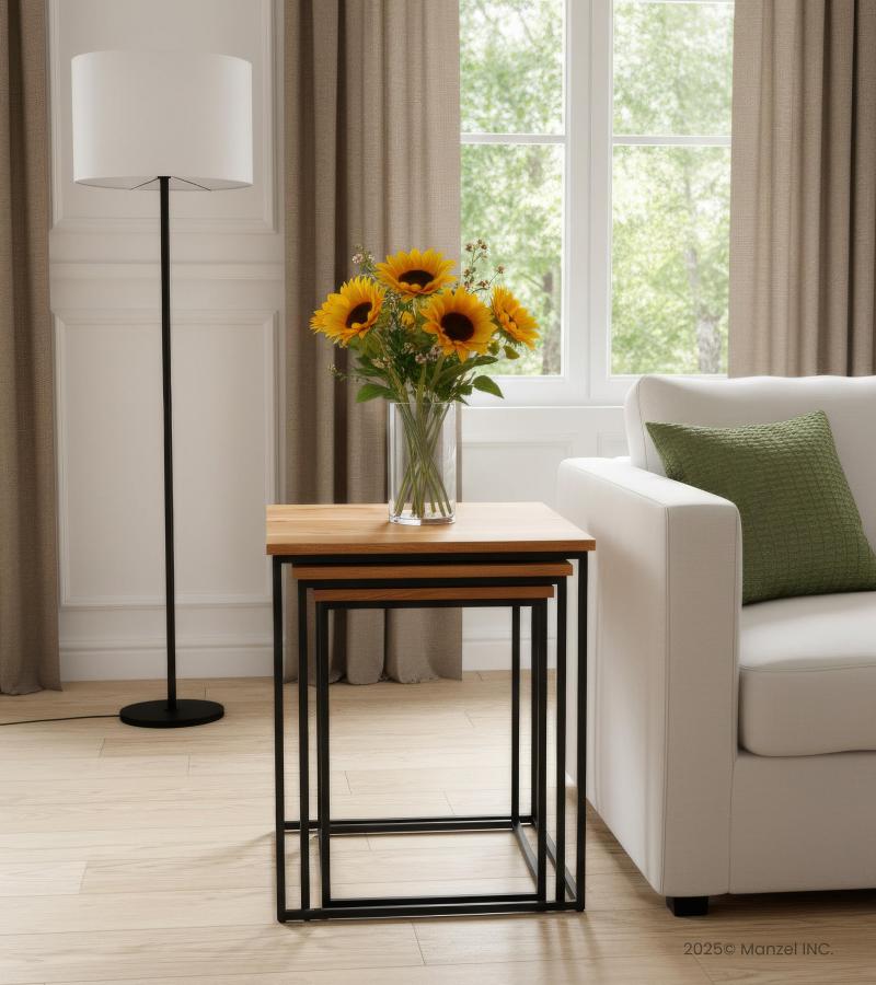 WOOD & IRON NESTING TABLES