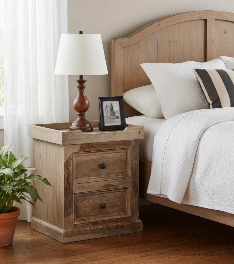 SOLID ROSEWOOD NIGHTSTAND W/ TRAY TOP END TABLE