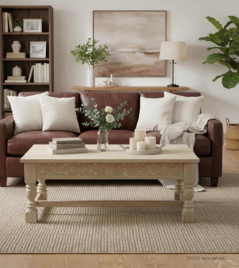 HAND CARVED SOLID WOOD COFFEE TABLE
