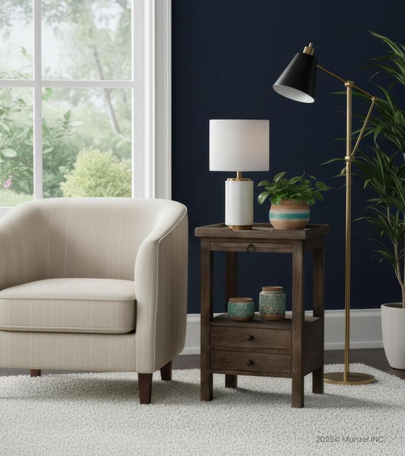 SOLID WOOD 2 DRAWER NIGHTSTAND END TABLE