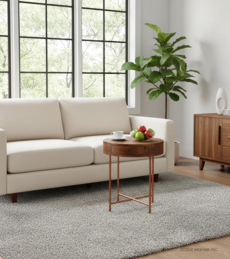 SOLID WOOD & IRON ROUND SIDE TABLE / OCCASIONAL TABLE