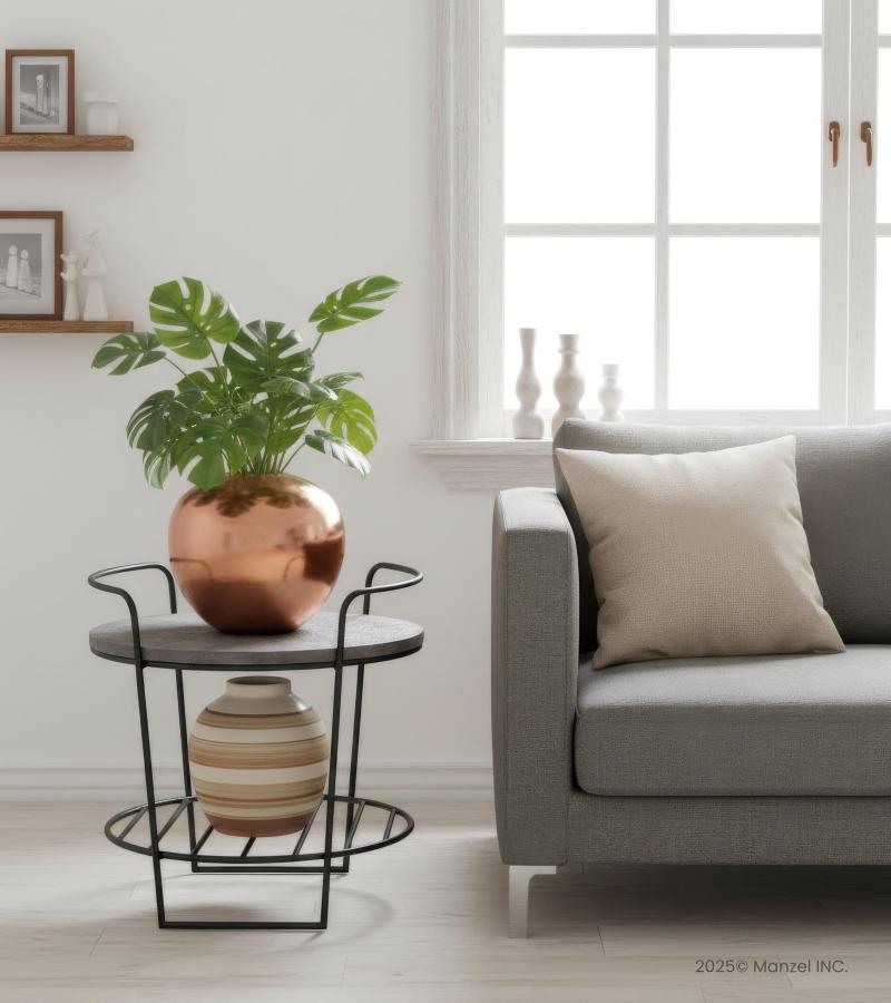 SOLID WOOD & IRON SIDE TABLE