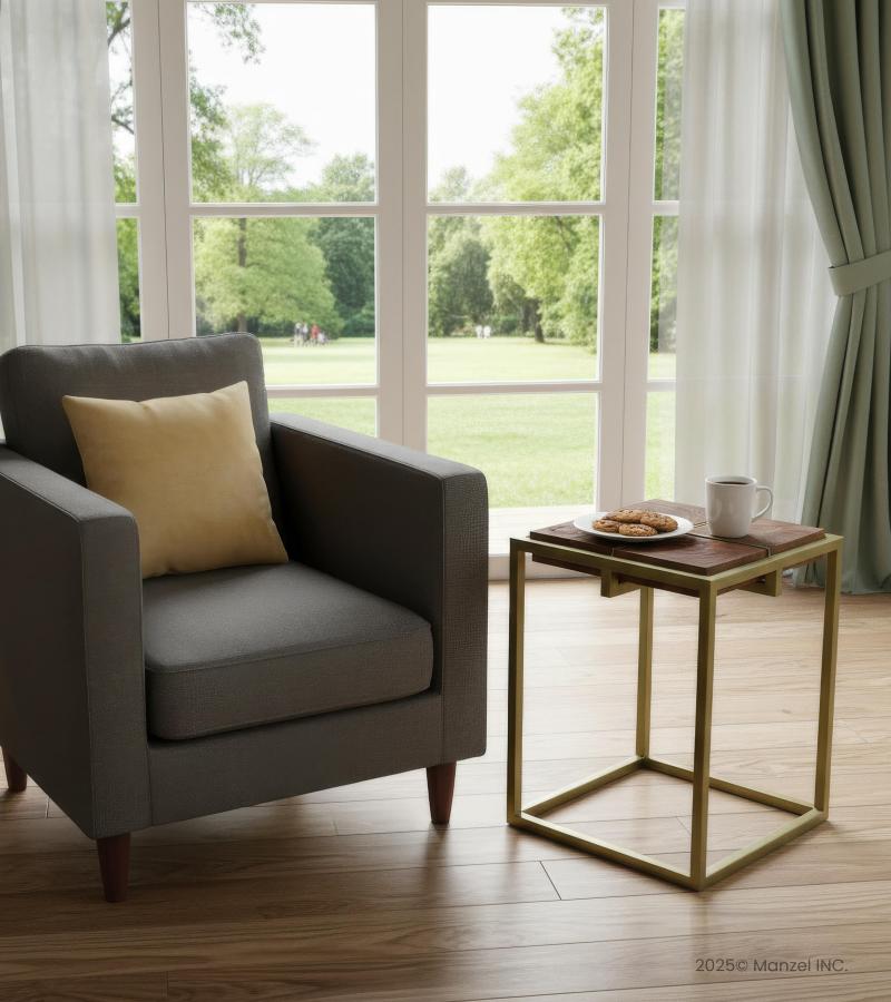 SOLID WOOD & IRON END TABLE