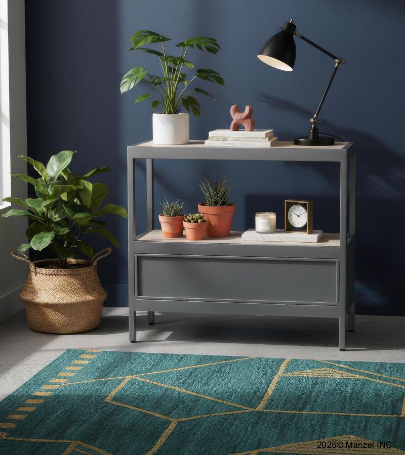 SOLID WOOD & IRON END TABLE SIDE TABLE