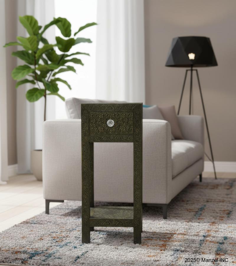SOLID WOOD & IRON END TABLE