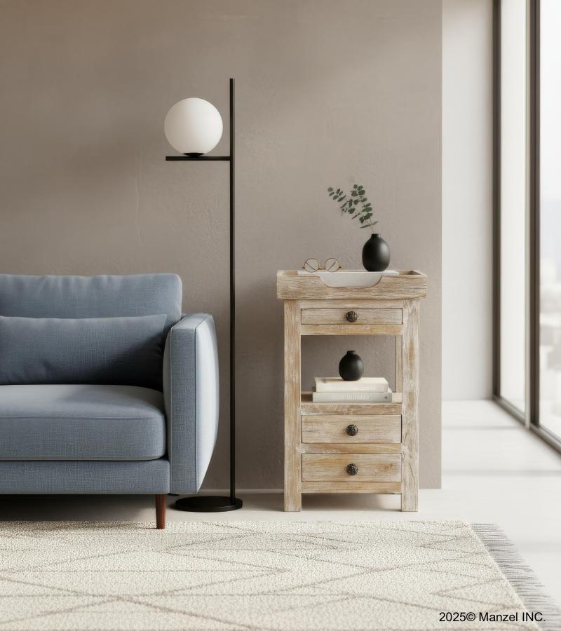 SOLID RECLAIMED TEAK WOOD 3 DRAWER END TABLE / NIGHT STAND