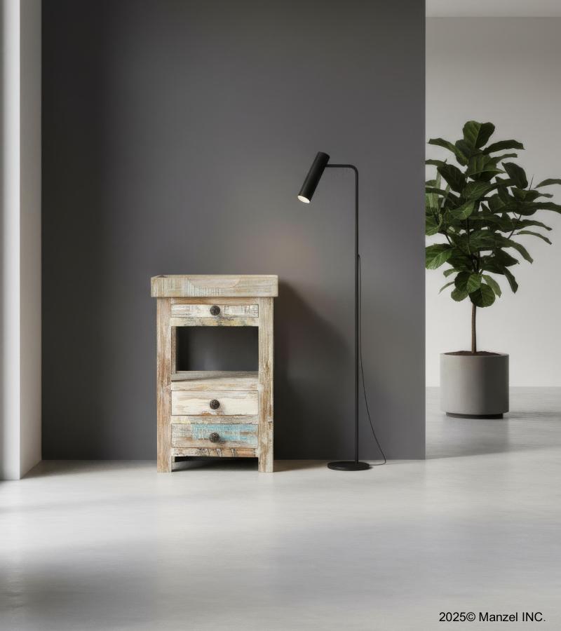 SOLID RECLAIMED TEAK WOOD 3 DRAWER END TABLE / NIGHT STAND