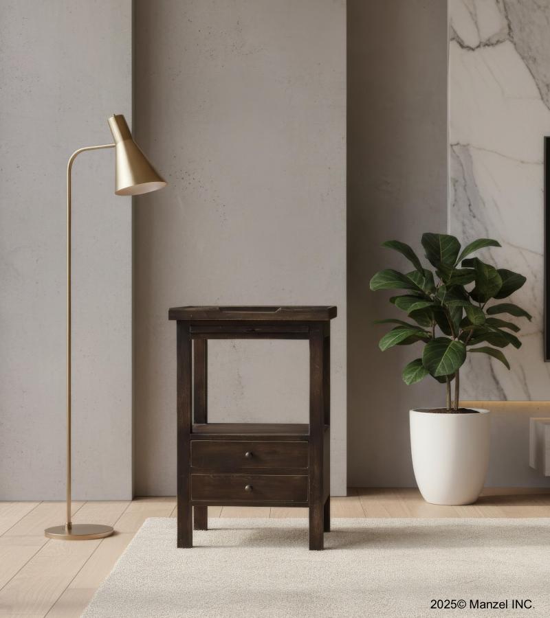 SOLID WOOD 2 DRAWER NIGHTSTAND END TABLE