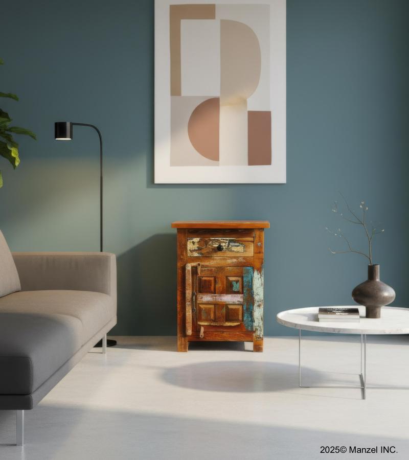 SOLID RECLAIMED TEAK WOOD END TABLE / NIGHTSTAND