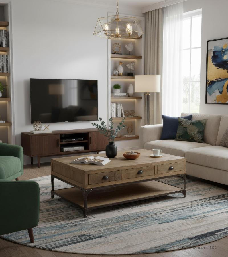 SOLID WOOD & IRON COFFEE TABLE