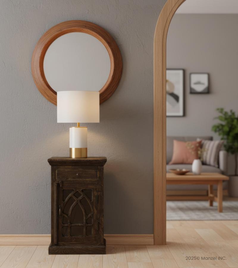 SOLID WOOD & GLASS NIGHTSTAND END TABLE