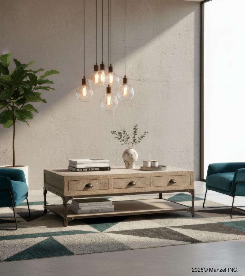 SOLID WOOD & IRON COFFEE TABLE