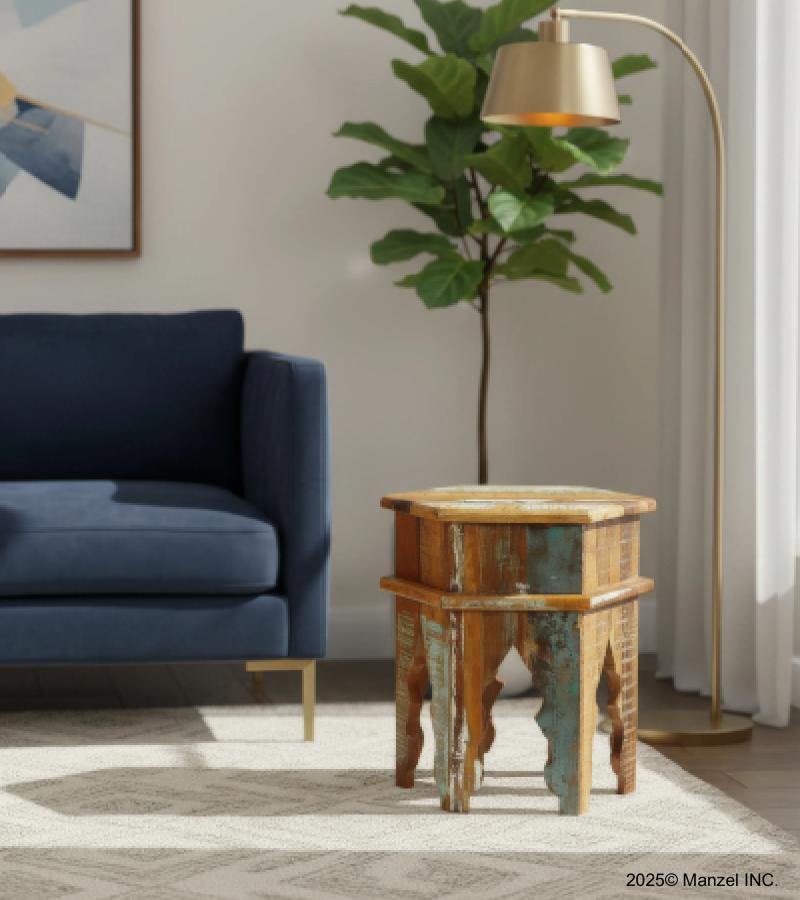 SOLID RECLAIMED TEAK WOOD END TABLE / NIGHTSTAND