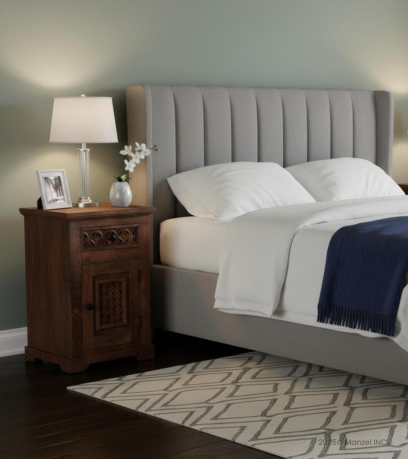 HAND CARVED WOOD  NIGHTSTAND