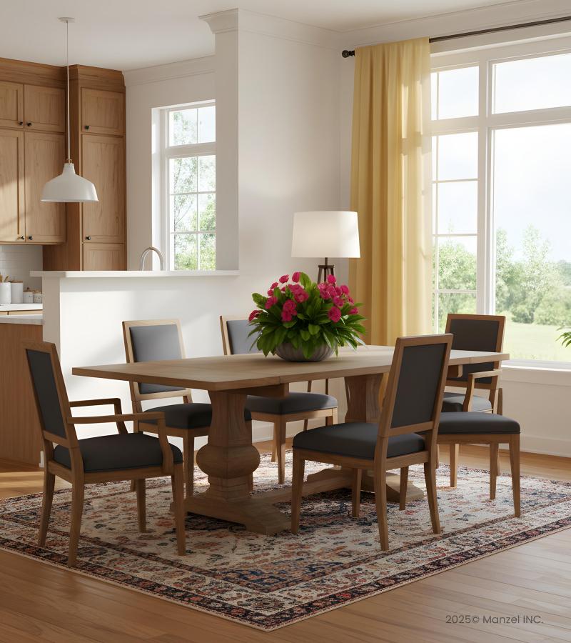 SOLID WOOD PEDESTAL EXTENSION DINING TABLE