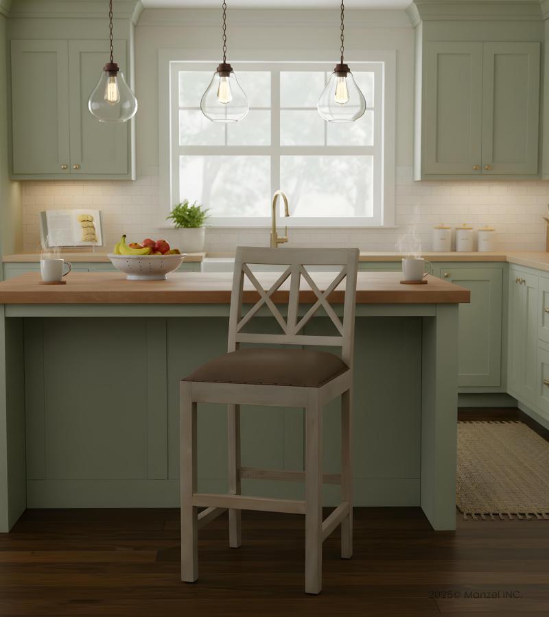 SOLID WOOD COUNTER STOOL W/ FULL HIDE LEATHER SEAT