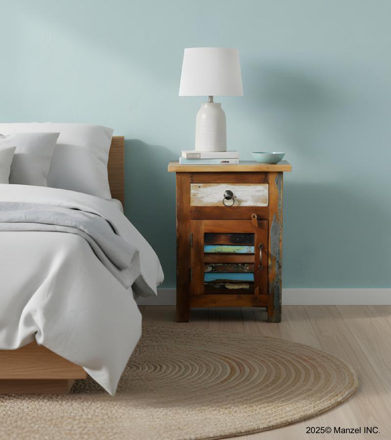 SOLID RECLAIMED TEAK WOOD END TABLE NIGHTSTAND