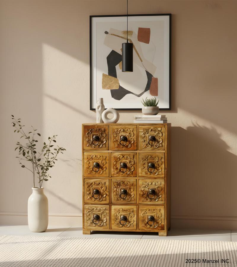 SOLID WOOD HAND CARVED 12 DRAWER CHEST