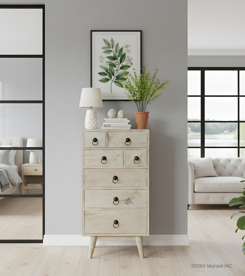 SOLID HAND CARVED WOOD 7 DRAWER CHEST CABINET