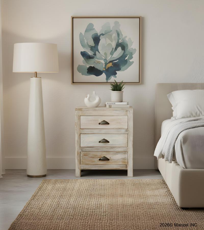 SOLID RECLAIMED TEAK WOOD END TABLE / NIGHTSTAND W/ 3 DRAWERS