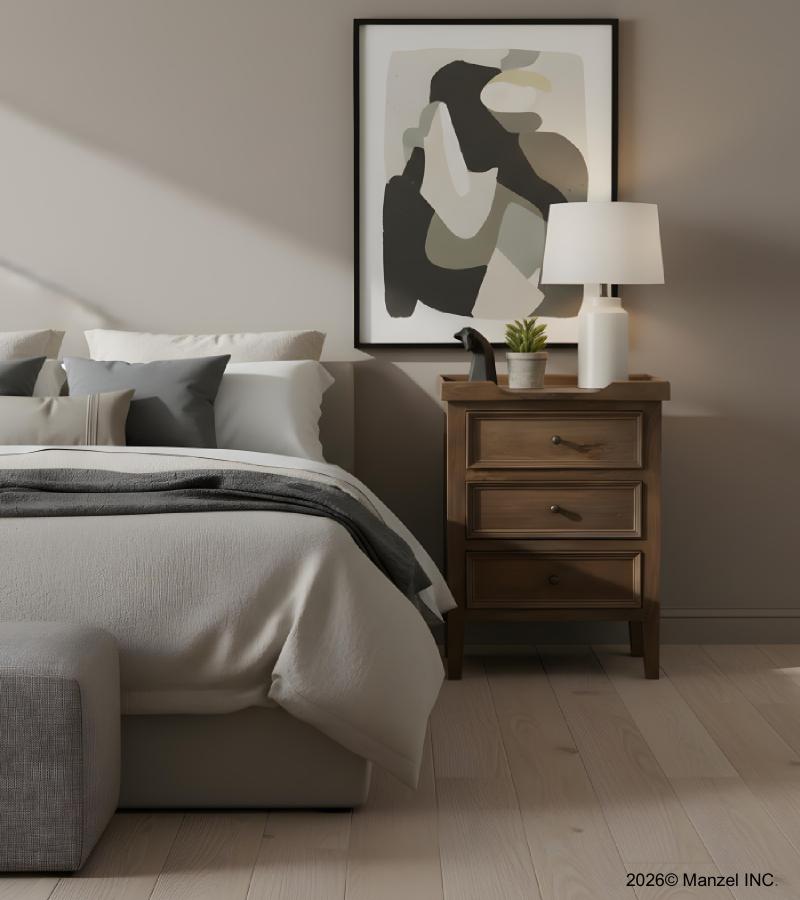 SOLID WOOD 3 DRAWER NIGHTSTAND END TABLE