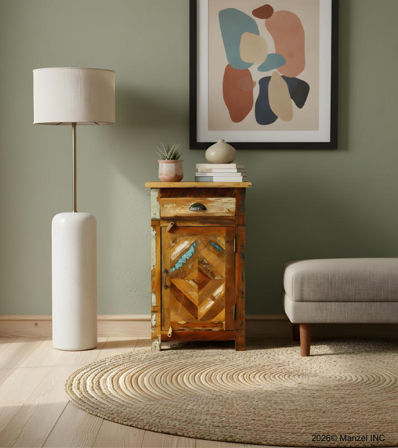 RECLAIMED WOOD 1 DRAWER END TABLE / NIGHTSTAND