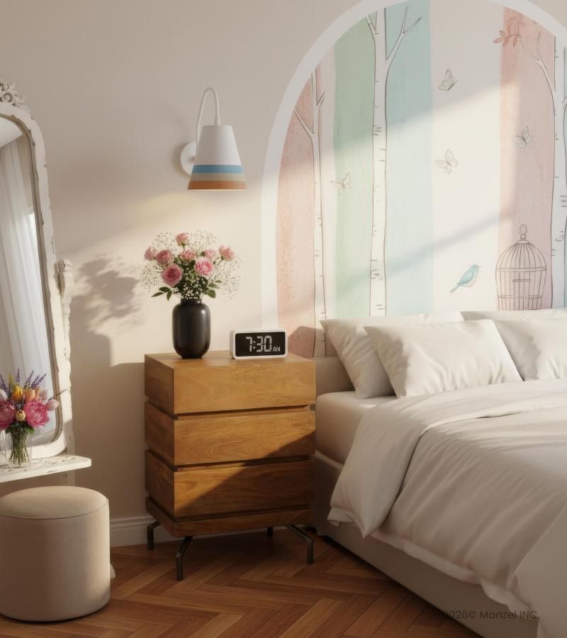 SOLID WOOD 3 DRAWER END TABLE / NIGHTSTAND