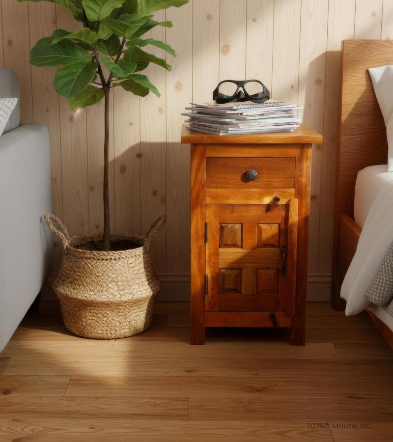 SOLID RECLAIMED TEAK WOOD END TABLE / NIGHTSTAND