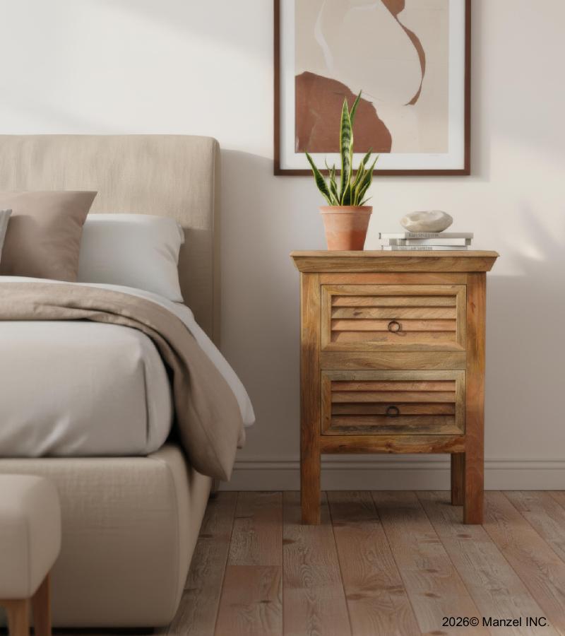 SOLID WOOD 2 DRAWER END TABLE / NIGHTSTAND