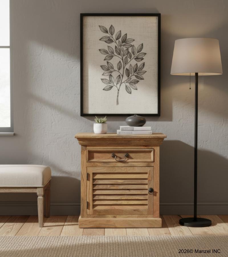 SOLID WOOD END TABLE / NIGHTSTAND W/ 1 DRAWER & 1 DOOR