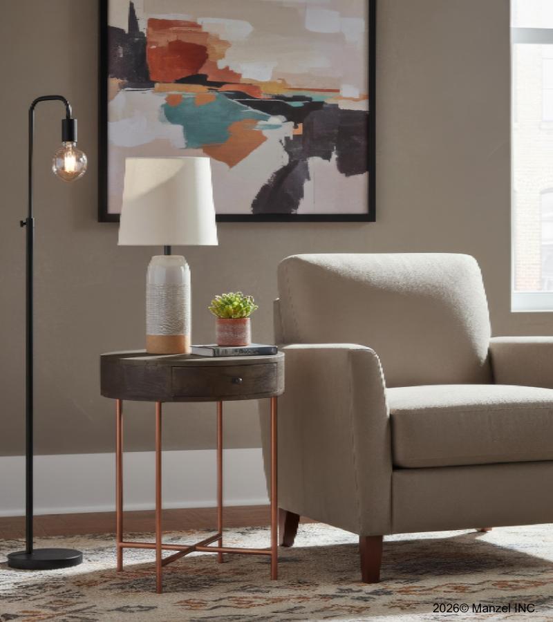 SOLID WOOD & IRON ROUND SIDE TABLE / OCCASIONAL TABLE