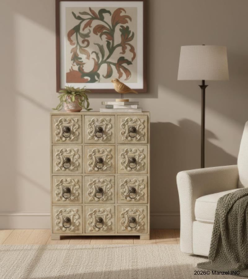 SOLID WOOD HAND CARVED 12 DRAWER CHEST