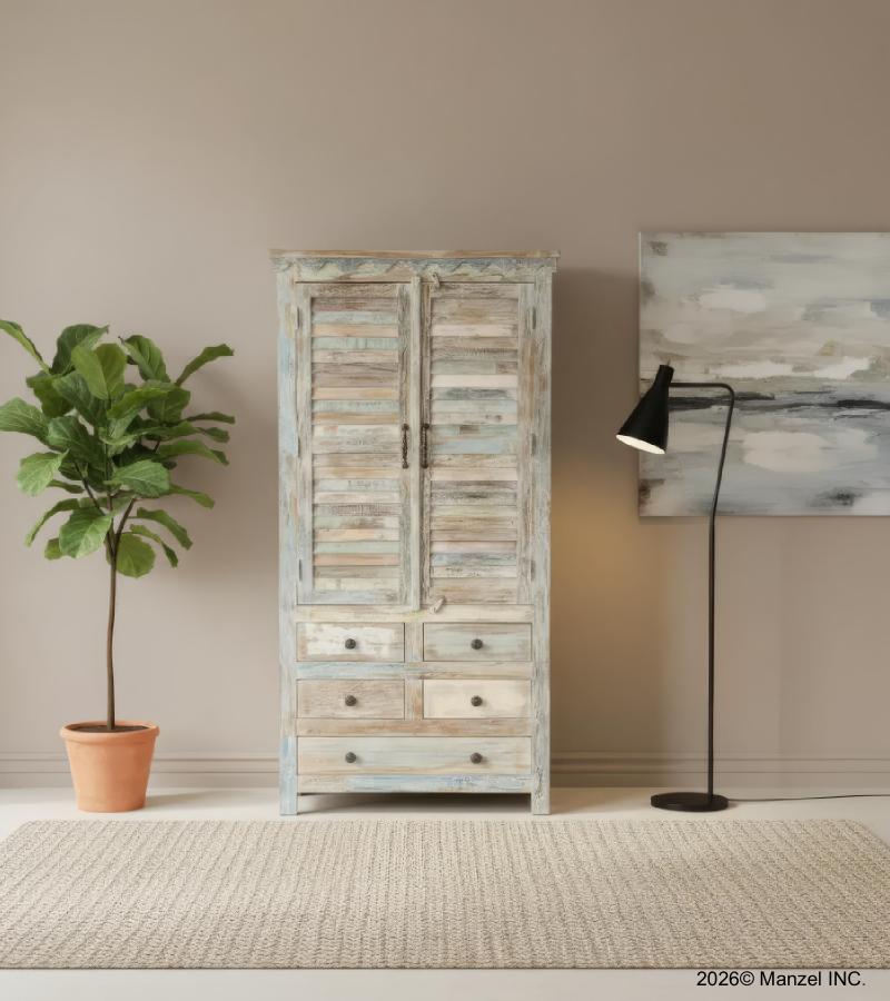 WOODEN Wardrobe w/ Shelves + Drawers