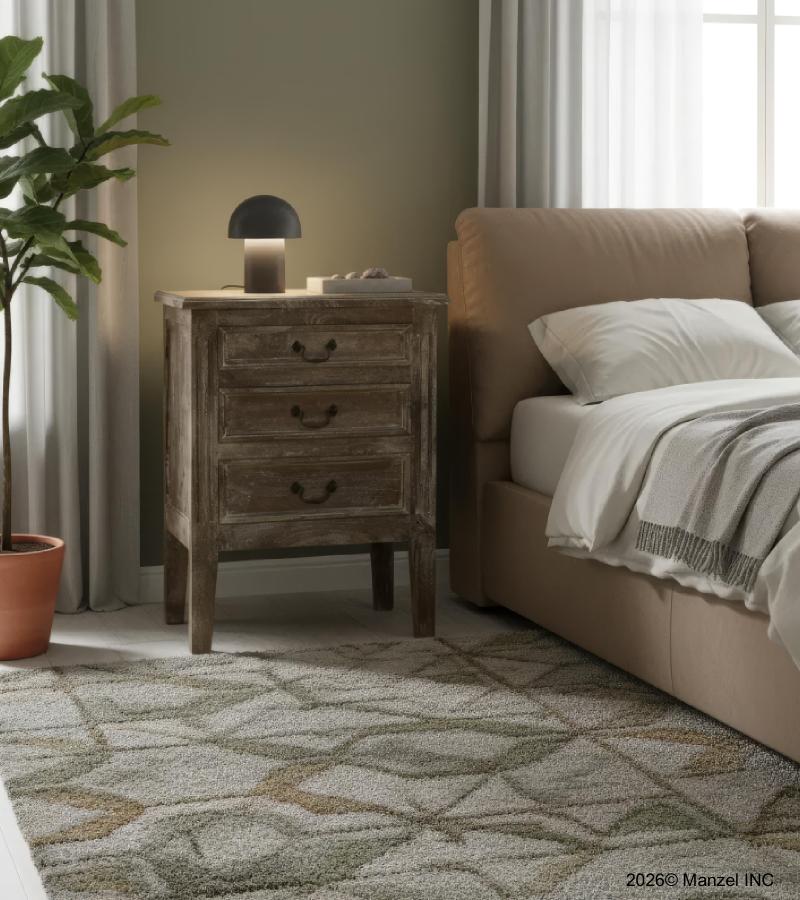 SOLID WOOD END TABLE / NIGHTSTAND 3 DRAWER