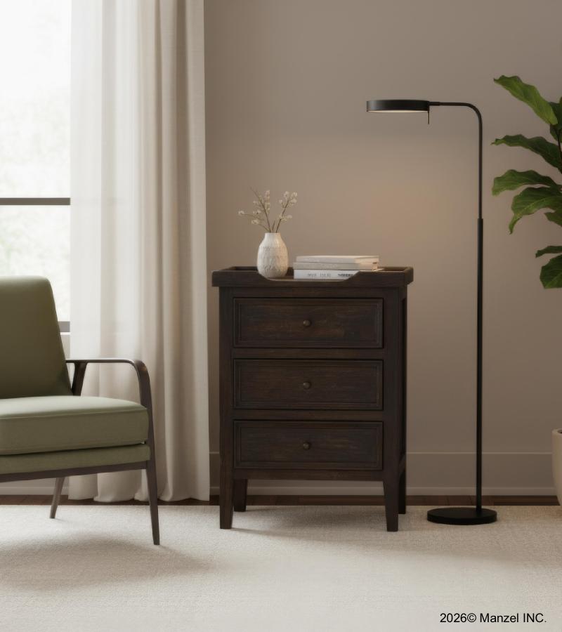 SOLID WOOD 3 DRAWER NIGHTSTAND END TABLE