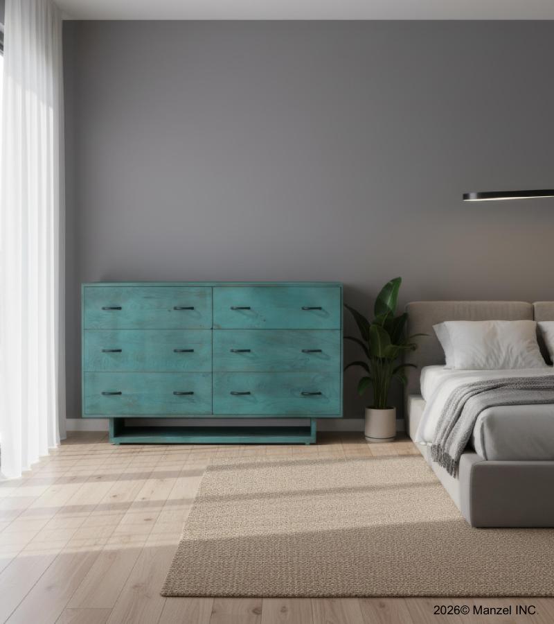 SOLID WOOD 6 DRAWER DRESSER CHEST BUREAU SIDEBOARD