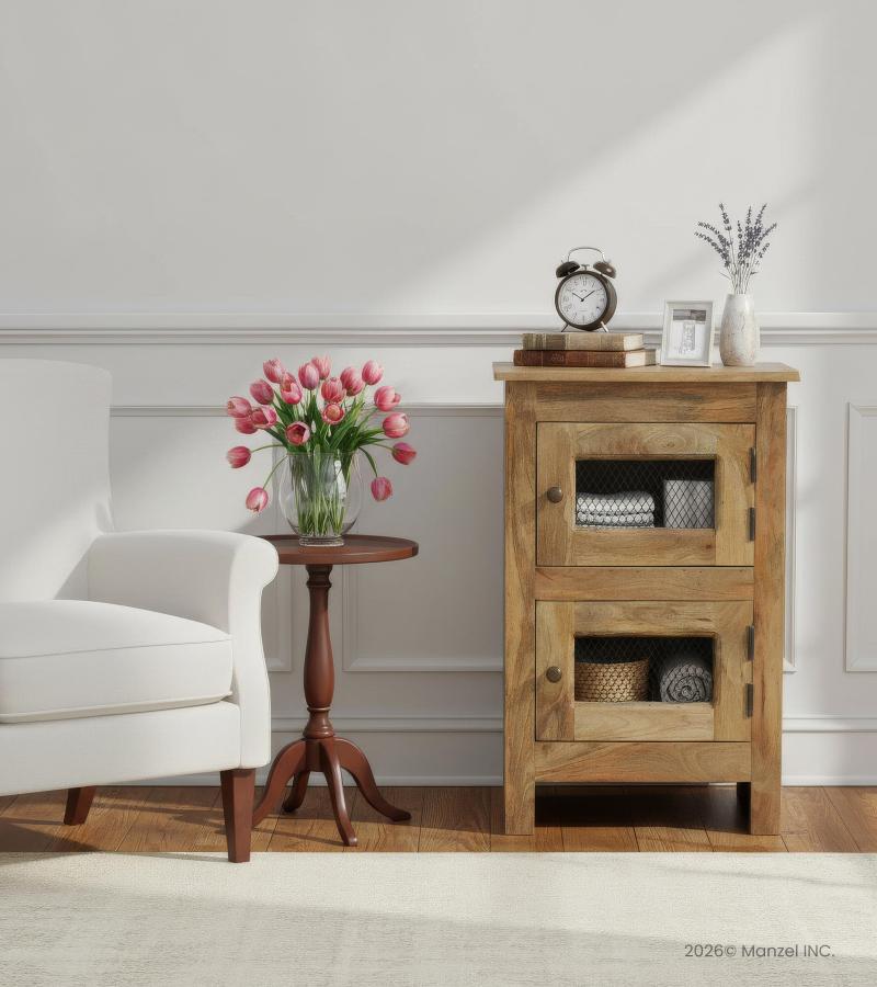 SOLID WOOD 2 DOOR END TABLE / NIGHTSTAND