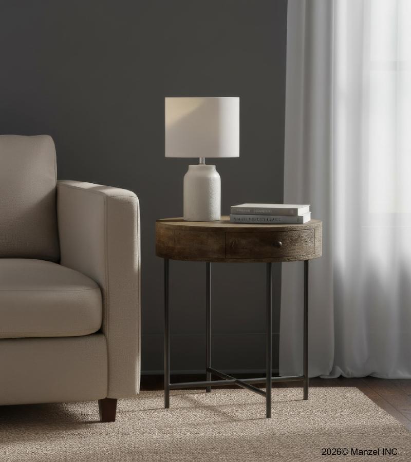 SOLID WOOD & IRON SIDE TABLE 