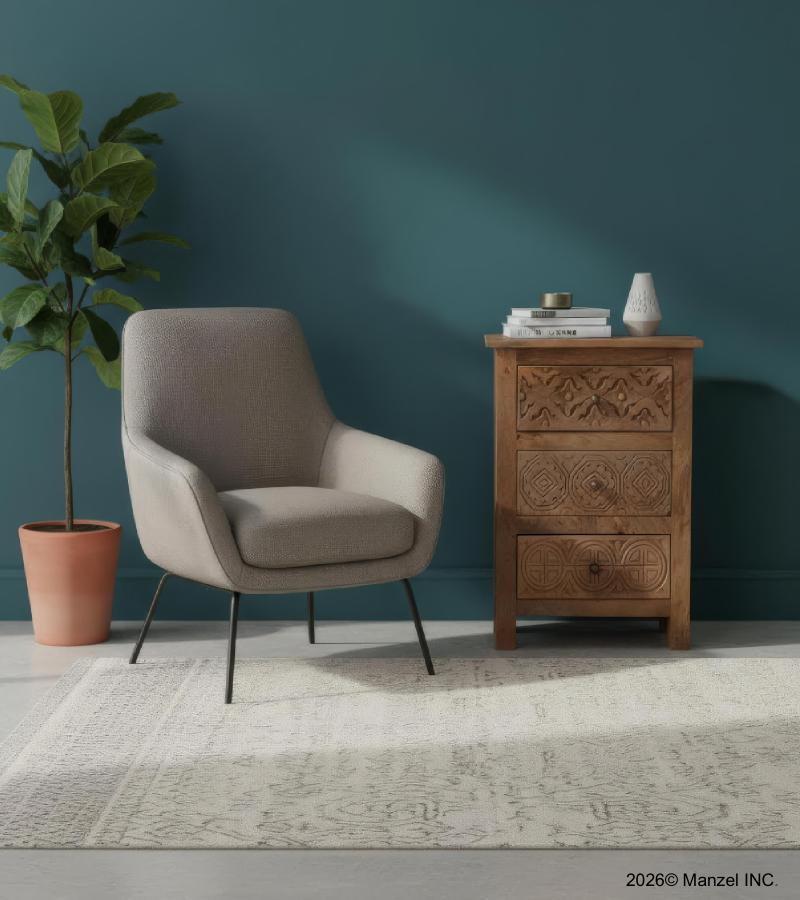 SOLID HAND CARVED WOOD NIGHTSTAND / END TABLE 3 DRAWERS