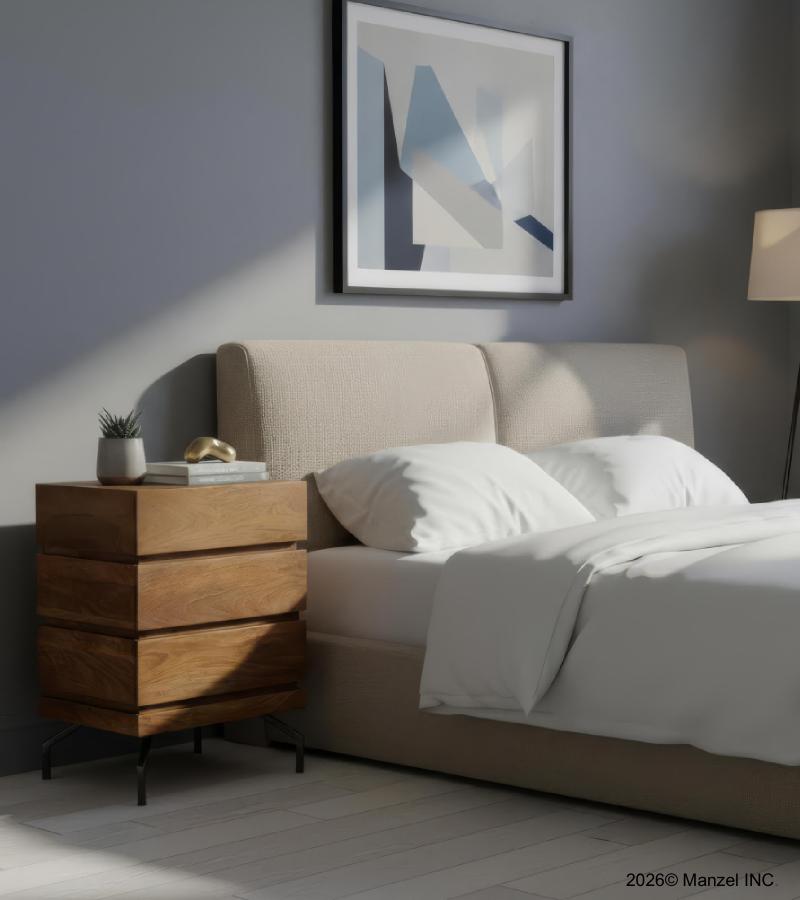 SOLID WOOD 3 DRAWER END TABLE / NIGHTSTAND