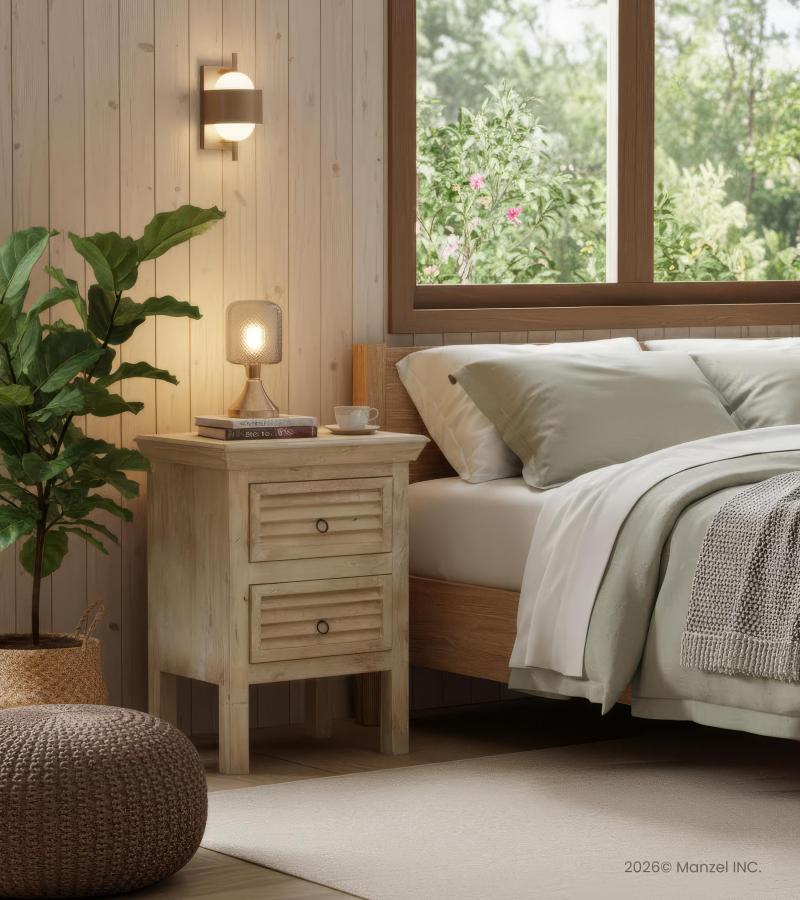 SOLID WOOD 2 DRAWER END TABLE / NIGHTSTAND