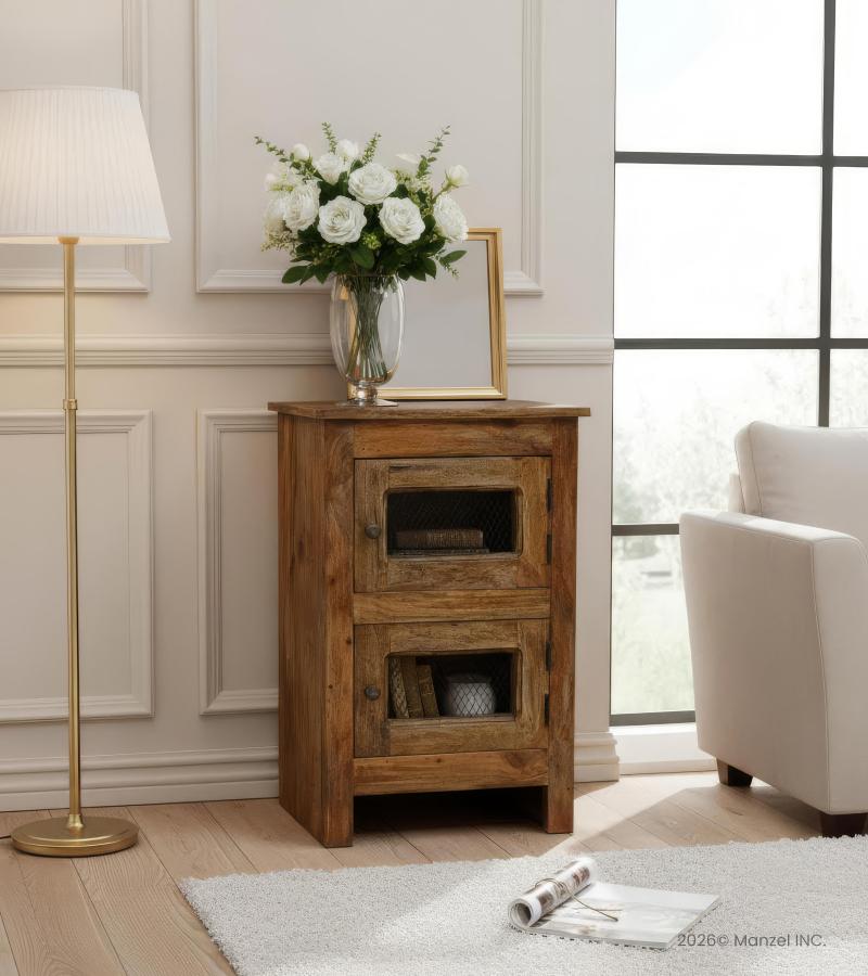 SOLID WOOD 2 DOOR END TABLE / NIGHTSTAND