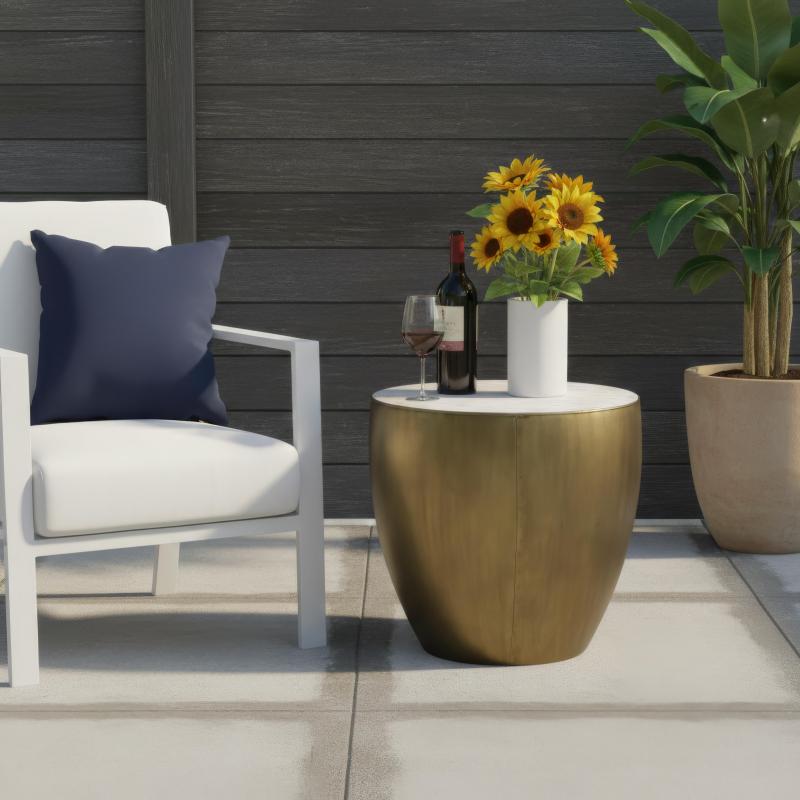 IRON & SOLID WOOD END TABLE