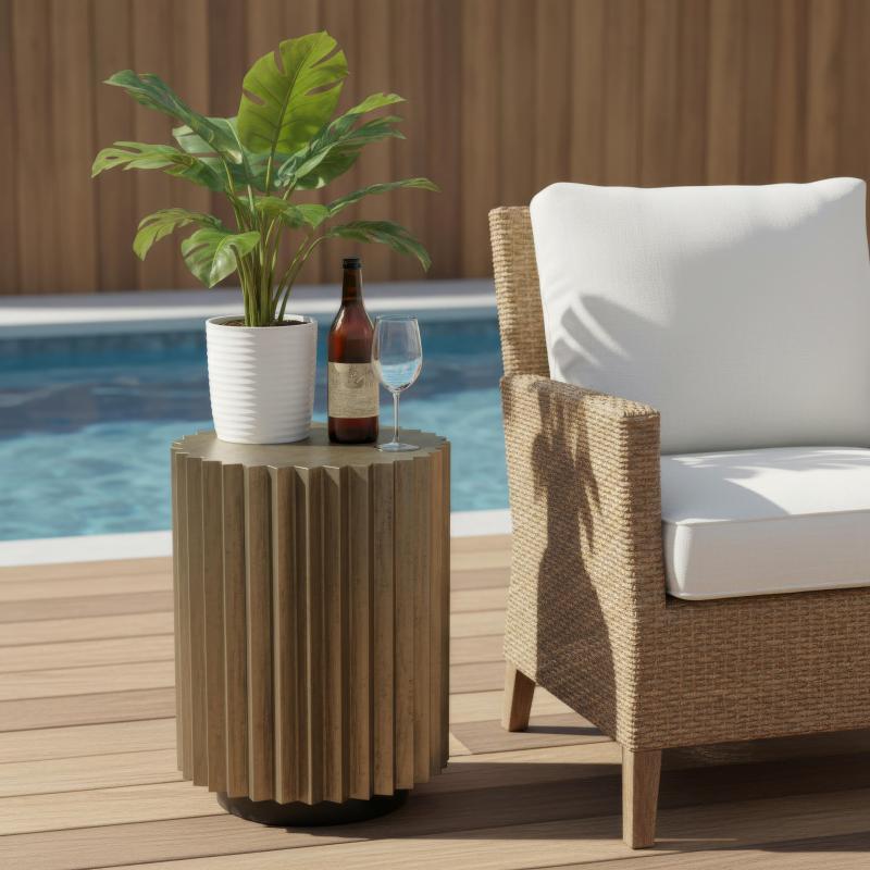 METAL CASTED WOOD END TABLE