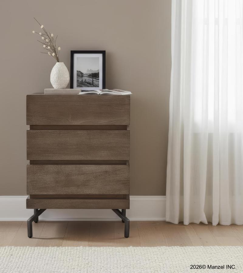 SOLID WOOD 3 DRAWER END TABLE / NIGHTSTAND