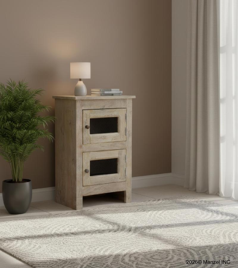 SOLID WOOD 2 DOOR END TABLE / NIGHTSTAND