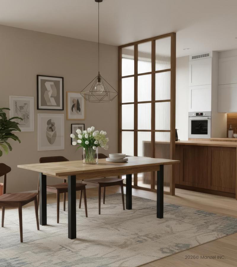 SOLID WOOD & IRON DINING TABLE 