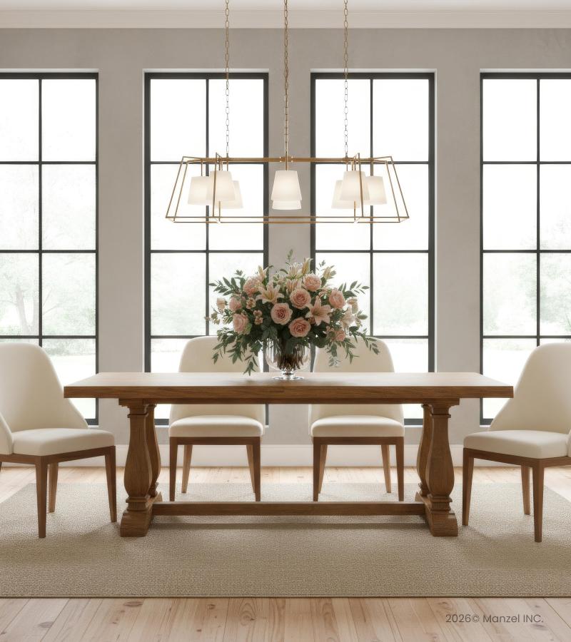 9' SOLID WOOD PEDESTAL DINING TABLE